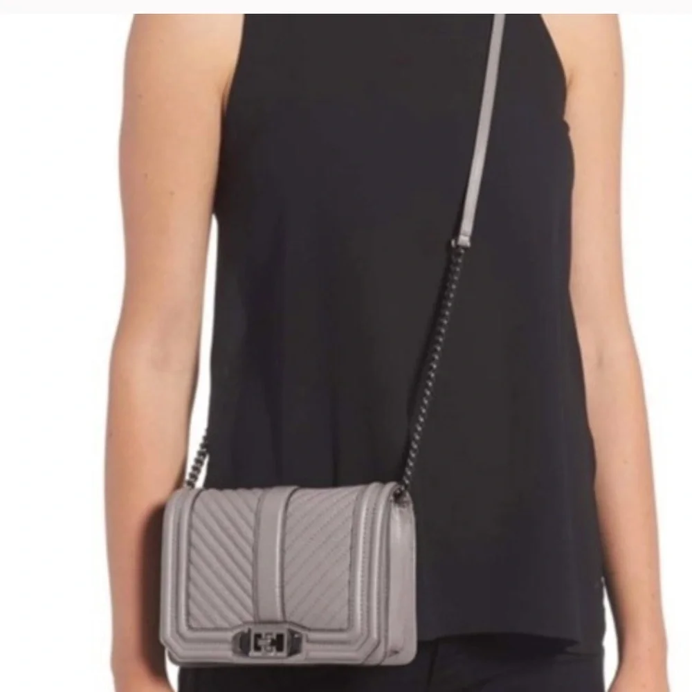 REBECCA MINKOFF Small Grey Love Crossbody purse handbag